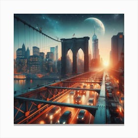 Brooklyn Bridge At Night Canvas Print