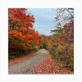 A Crisp American Autumn Scene Unfolds Embodying The Quiet Beauty Of A Fall Nature Trail Transitioni (3) Canvas Print