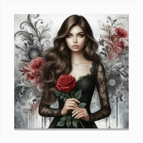 Girl With A Rose 1 Canvas Print