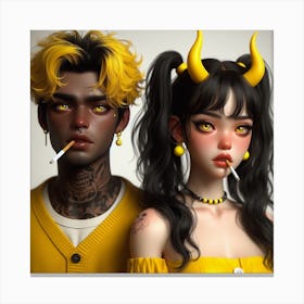 Devil Couple Canvas Print