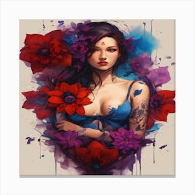 Girl With Flowers Canvas Print