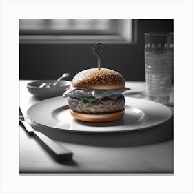 Burger On A Plate 34 Canvas Print