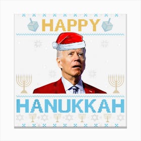 Happy Hanukkah Santa Claus Biden Ugly Christmas Sweater Men Canvas Print