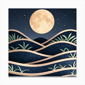 Moon Over The Sea Canvas Print