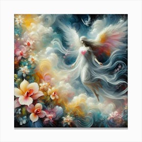 Angel With Flowers Canvas Print