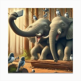 Elephants In The Woods Canvas Print