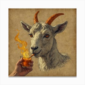 Goat Drinking Whiskey Canvas Print