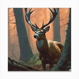 Stag In The Woods Canvas Print