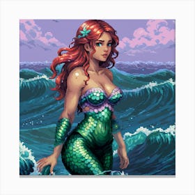 Pixel Mermaid 3 Canvas Print