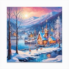 Small Christmas Town Canvas Print