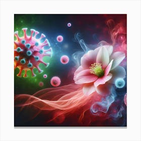 Coronavirus And Flower Canvas Print