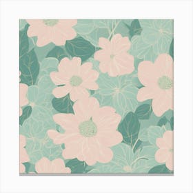 Pink And Green Floral Pattern Canvas Print