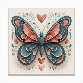 Butterfly With Hearts 1 Canvas Print