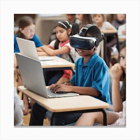 Children Using Vr Headsets Canvas Print