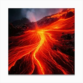 Firefly Volcanic, Magma, Flow, Illustration, Molten, Lava, Heat, Fiery, Color Palette, Orange, Red, Canvas Print