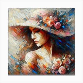 Lady In Floral Sunhat Canvas Print