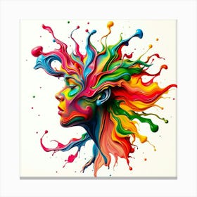 Colorful Woman'S Head Canvas Print