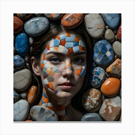 Portrait Of A Woman In A Mosaic Canvas Print