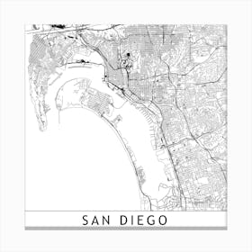San Diego Map Canvas Print