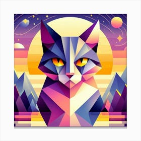 Dewdrop Low Poly Cat Canvas Print