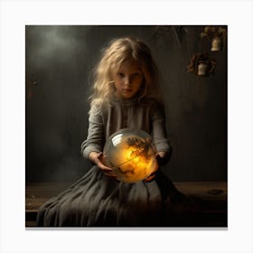 Little Girl Holding A Crystal Ball Canvas Print