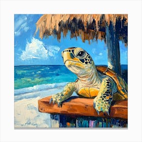 Sea Turtle At The Beach Bar 3 Canvas Print