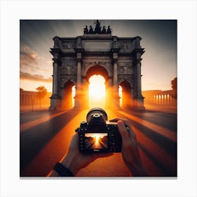 Sunrise At The Arc De Triomphe Canvas Print