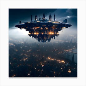 Cyberpunk city at night. 1 Canvas Print