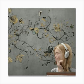 Portrait Of A Woman Listening To Music Canvas Print