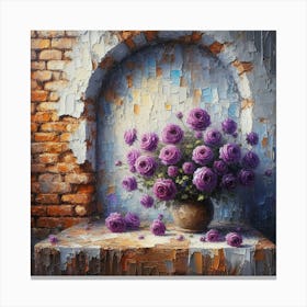 Purple Roses In A Vase Canvas Print