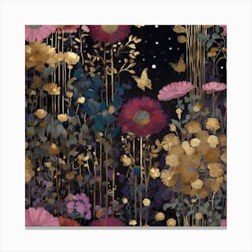 Gold And Purple Flowers Canvas Print