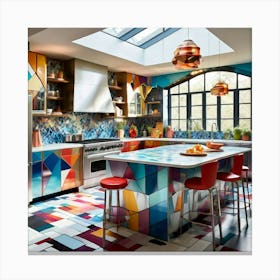 This Kitchen Bursts With The Energy Of A Kaleidoscope Thats Been Shaken By A Playful Child Canvas Print