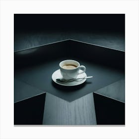 Coffee Cup On A Black Table Canvas Print