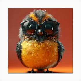 Cute Bird In Sunglasses Canvas Print