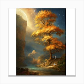 Tree In The Moonlight Canvas Print