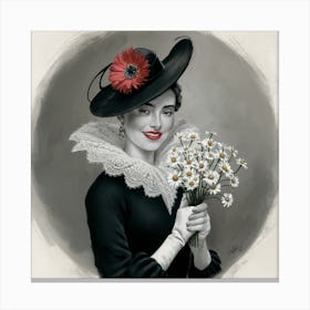 Timeless Elegance Vintage Portrait Of A Woman In Black And White (1) Canvas Print