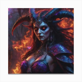 Demon Woman With Horns Canvas Print