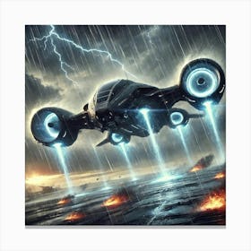 A Dramatic Scene Showing The Skyguard Hovercraft O Canvas Print