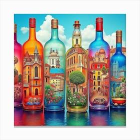 Venice Wine Bottles 1 Canvas Print