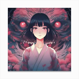 Girl and her Monster Canvas Print