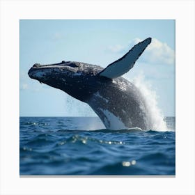 A Majestic Humpback Whale Breaching The Surface 2 Canvas Print