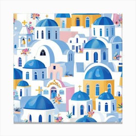 Greece Seamless Pattern Canvas Print