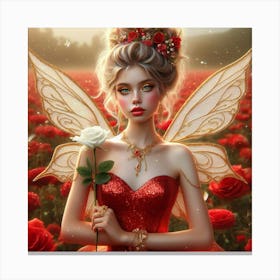 Fairy In Red Dress 1 Canvas Print