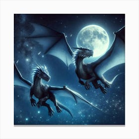 Two Dragons In The Sky Canvas Print