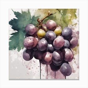 Grapes Watercolor Painting Canvas Print
