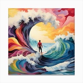 Surfer On The Wave Art Painting Canvas Print