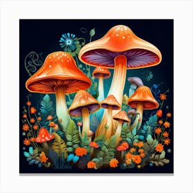Mushrooms In The Forest 41 Canvas Print