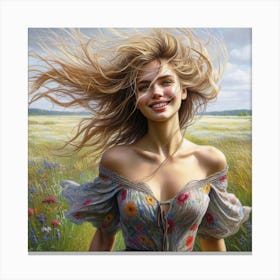 Girl In A Field 1 Canvas Print