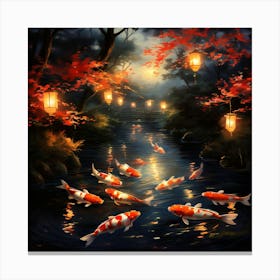 Koi Fish In The Pond Canvas Print