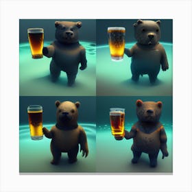 Bears Holding Beer Canvas Print